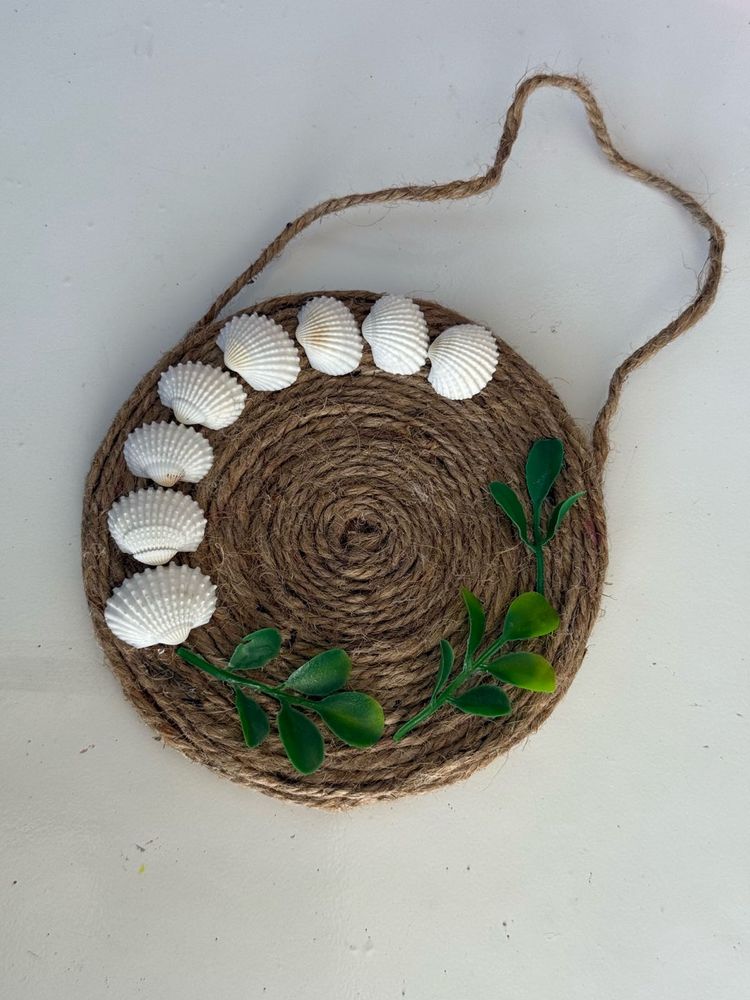 Boho Seashell &amp; Jute Coaster/Wall Decor