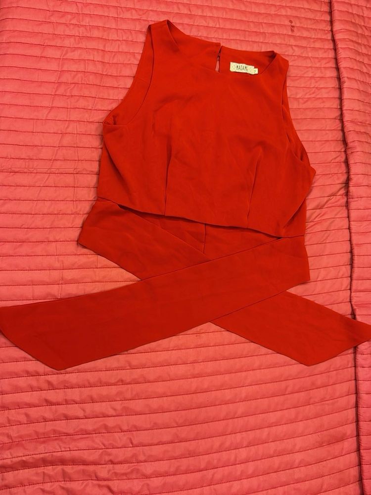 Red Crop top with Bow Strap