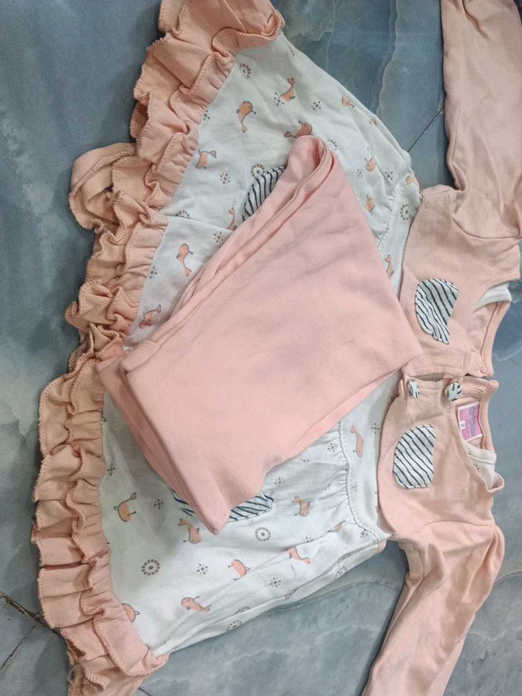 Cute Baby Girl's Cotton Pajama Set
