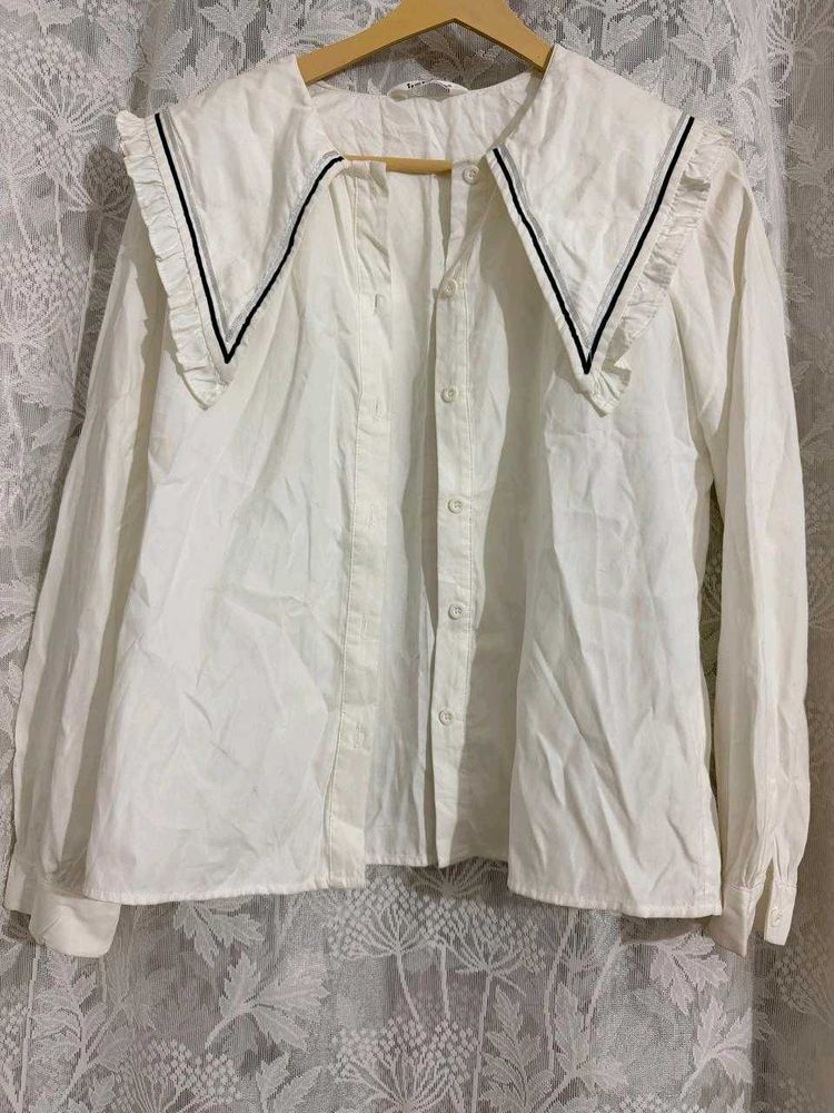 White Blouse with Sailor Collar