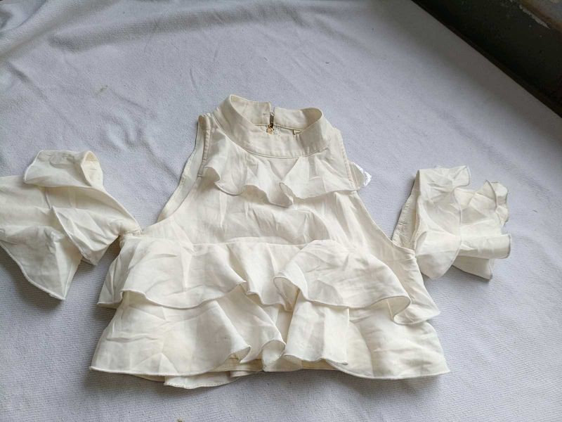 Cream Ruffle Halter Top
