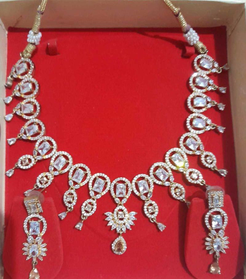 Elegant CZ Necklace and Earring Set