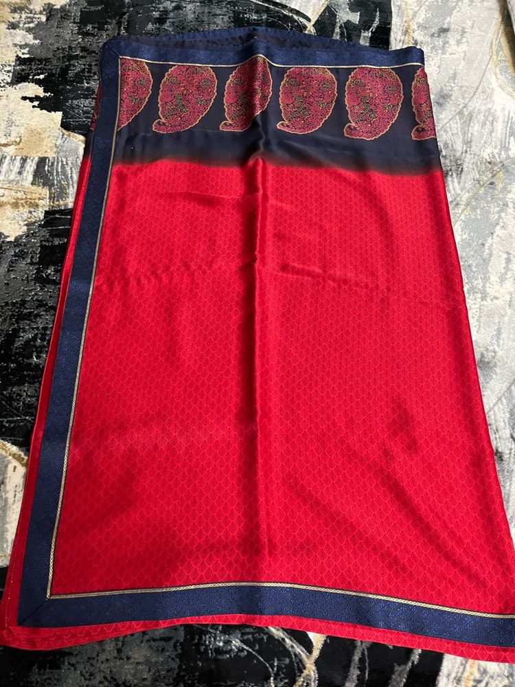 Elegant Red  blue Saree with border