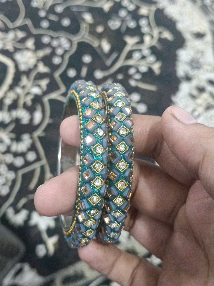 Embellished Teal Bangles