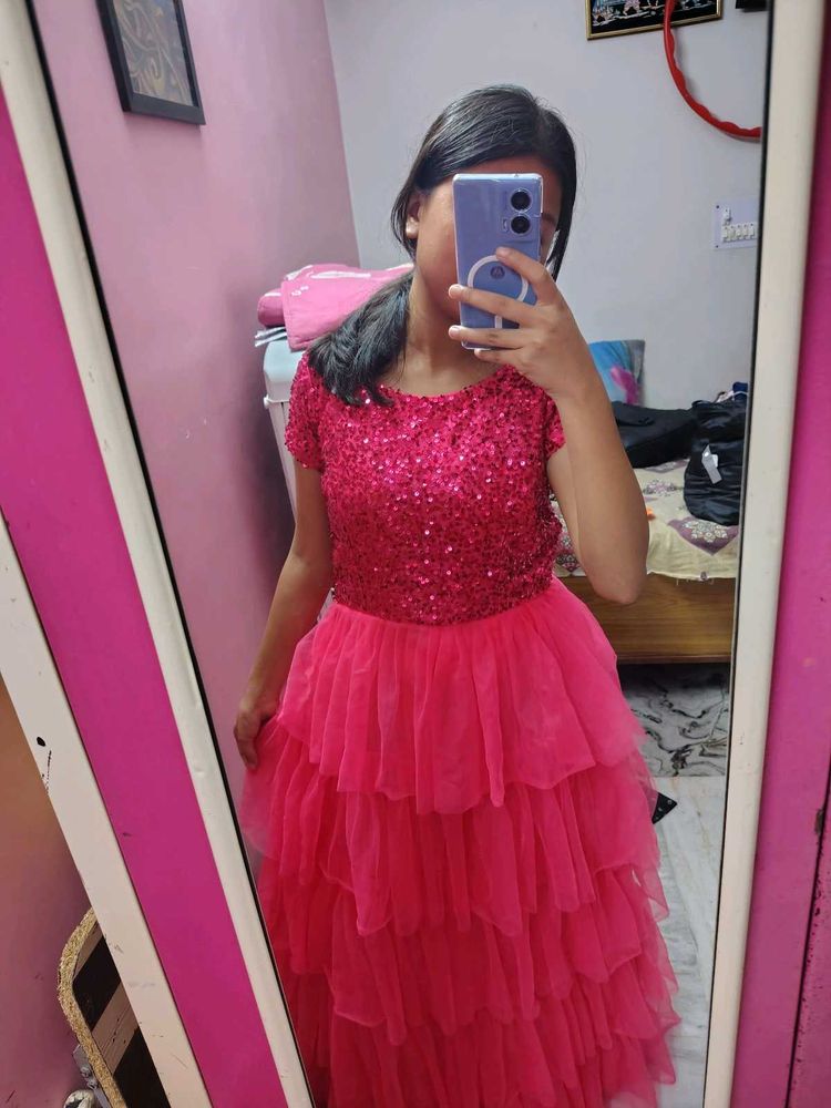 Sparkling Pink Tiered Gown
