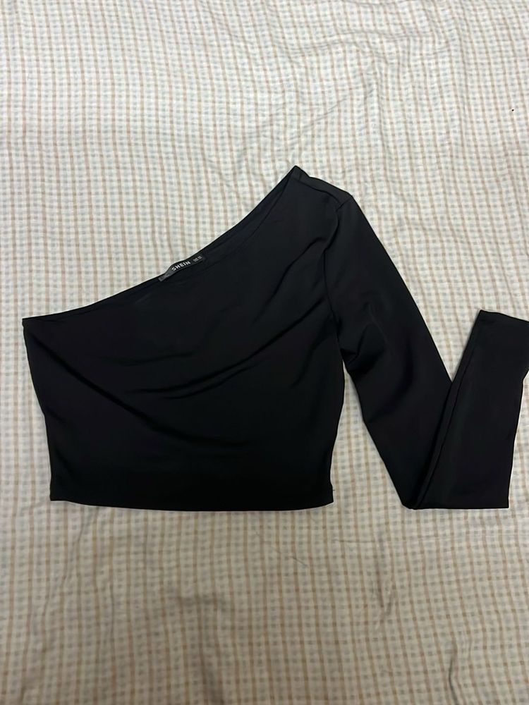 Chic Black One-Shoulder Top