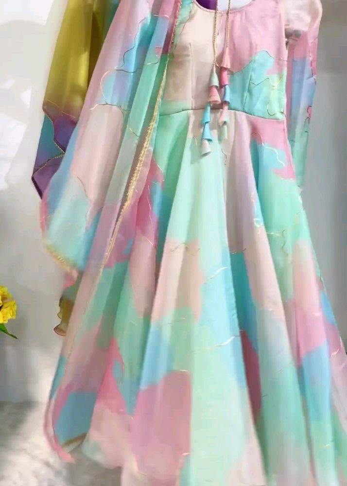 Dreamy Anarkali Gown &amp; Dupatta For Women💙✨