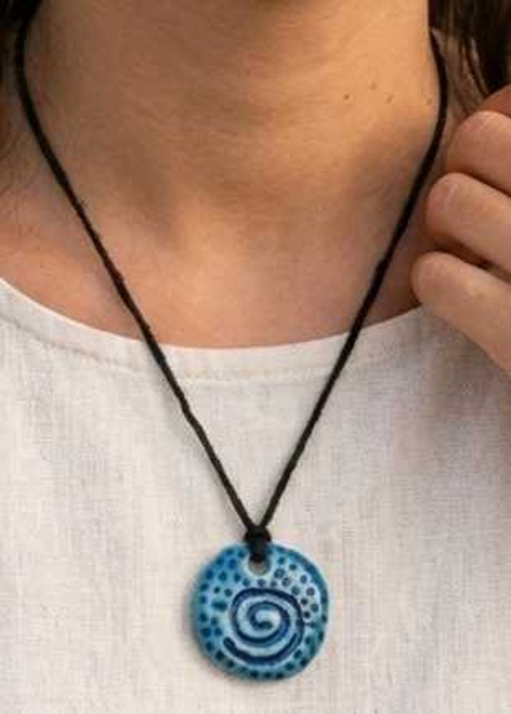 Boho Blue Spiral Pendant Necklace
