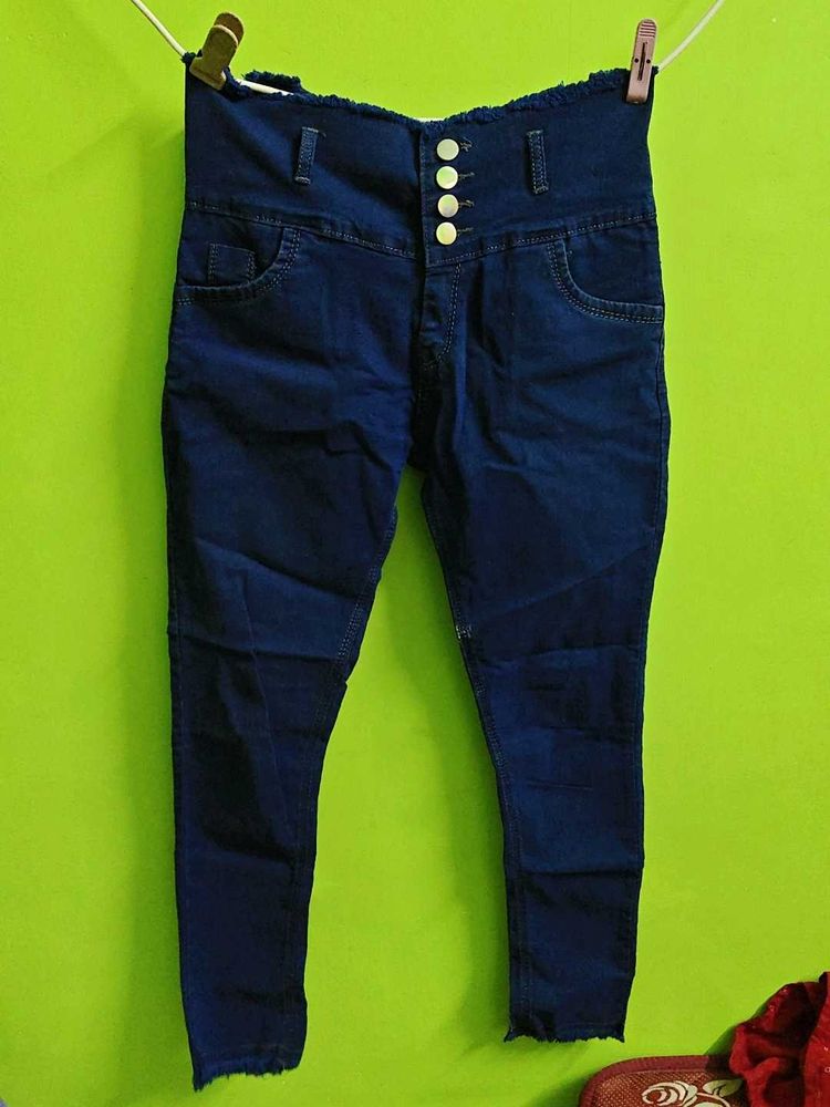 High Waisted Blue Denim Jeans