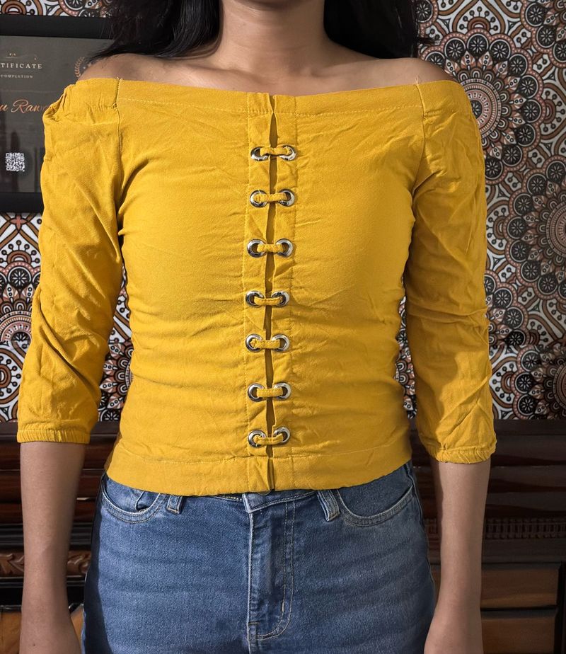 Off-Shoulder Mustard Yellow Top