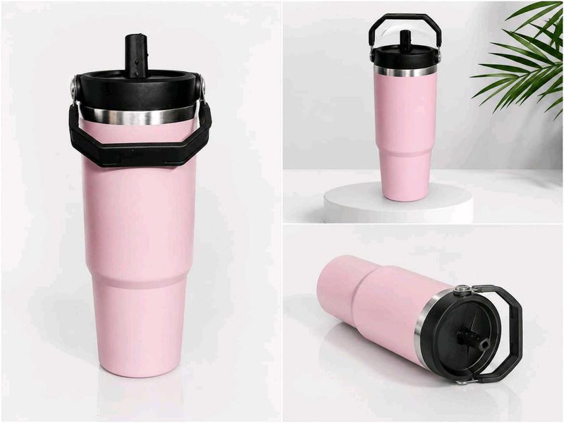 Pink Insulated Tumbler with Straw Lid