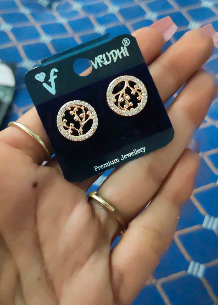 VRUDHI Rose Gold Tree of Life Stud Earrings