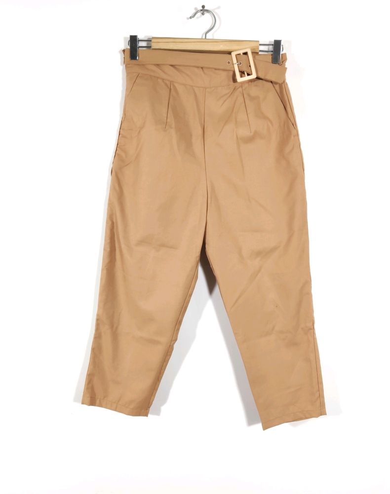 Tokyo Talkies Tan Slim Fit Casual Pant (Women)