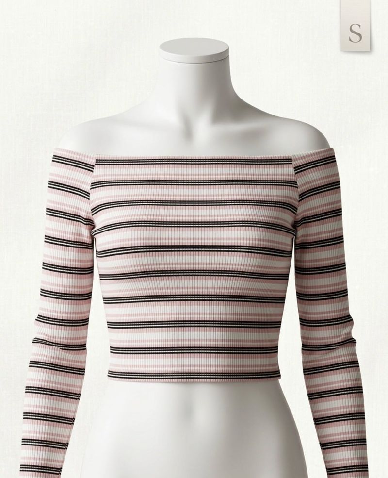 Striped Off-Shoulder Crop Top