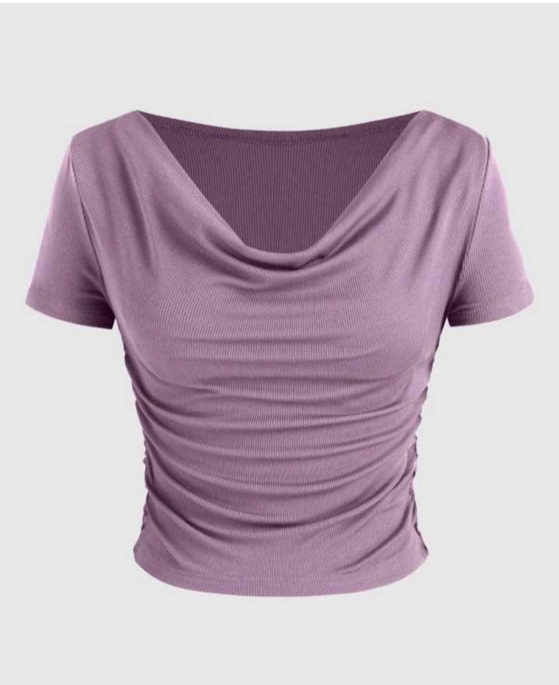 Chic Ruched Cowl Neck Top