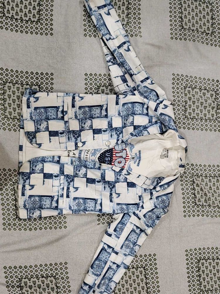 Unique Print Long-Sleeve Men's Shirt