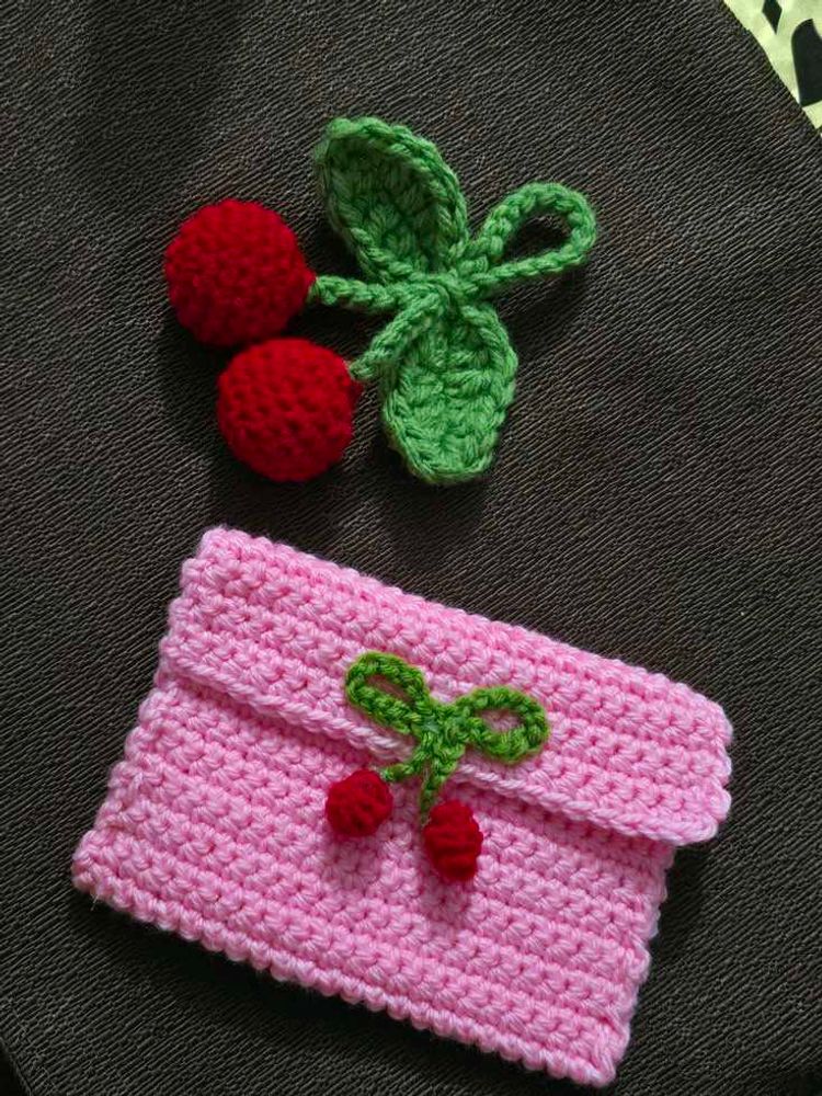 Handmade Crochet Cherry Wallet