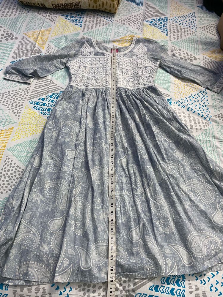 Stylish Grey Paisley Print Kurta