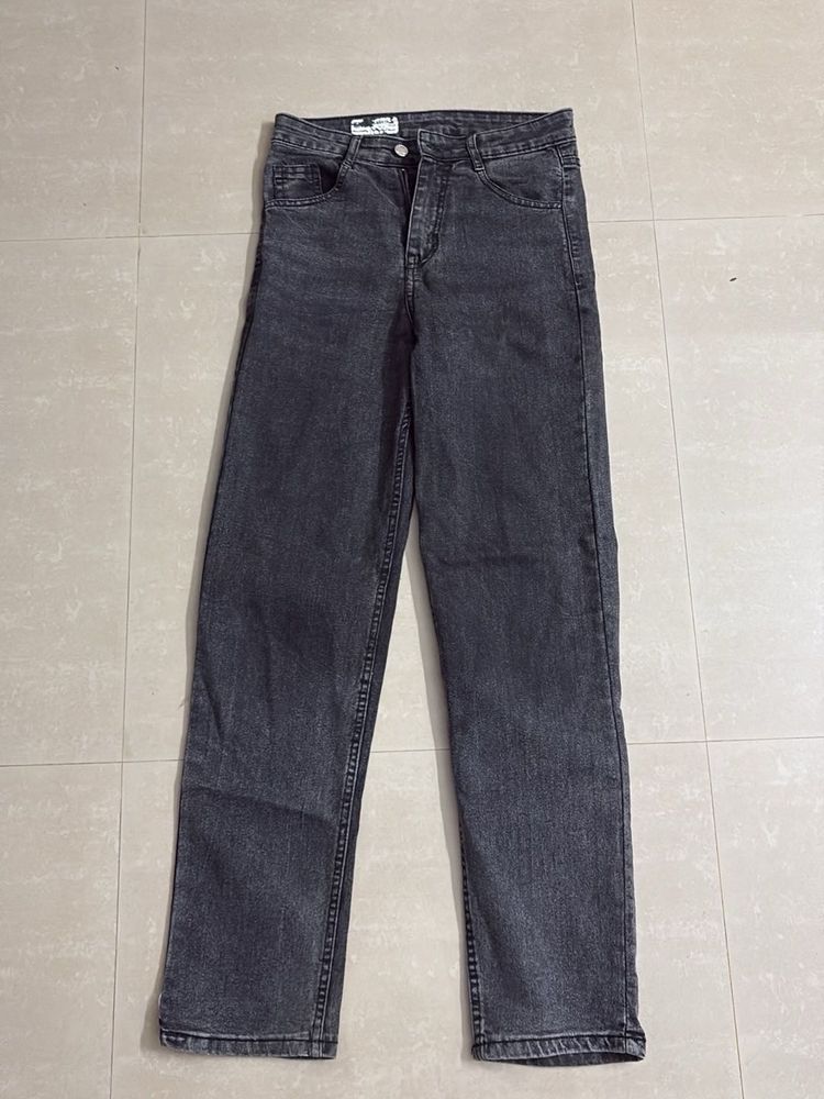 Classic Grey Straight Denim Jeans