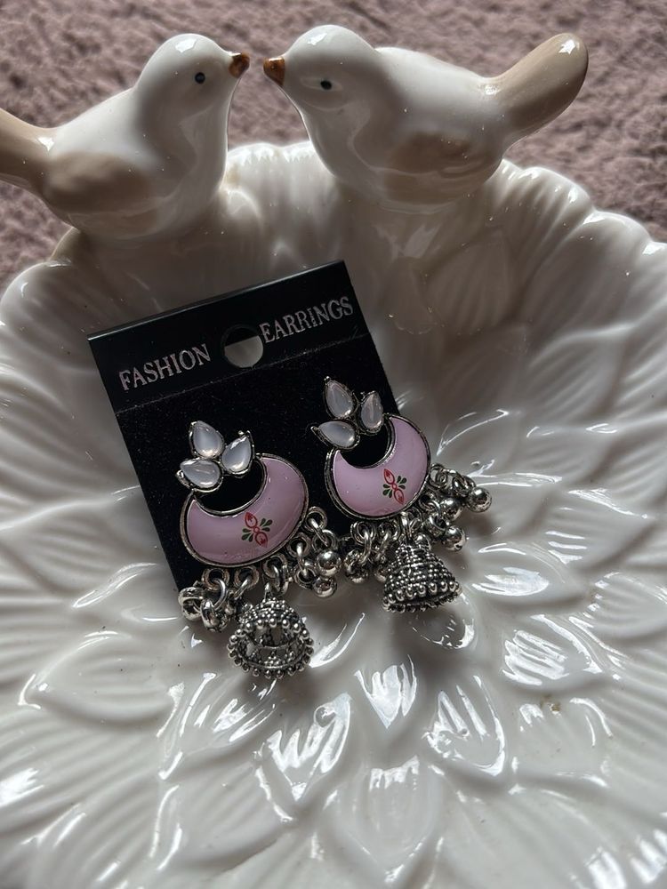 Pink Jhumka Earrings
