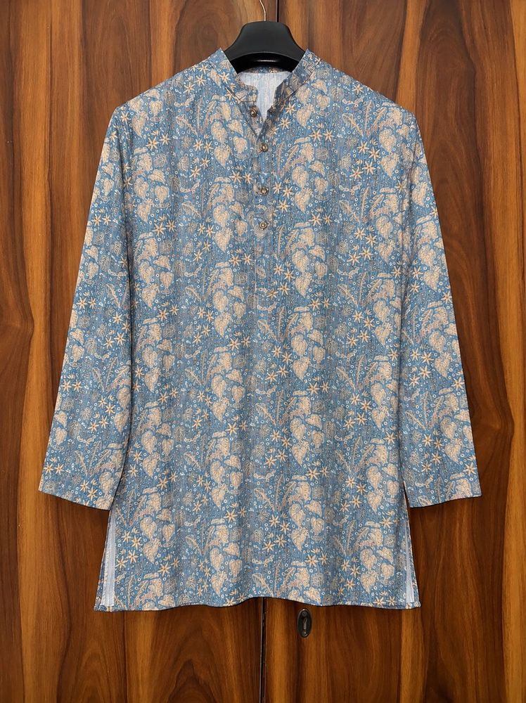 Blue Floral Print Kurta Set with Pants