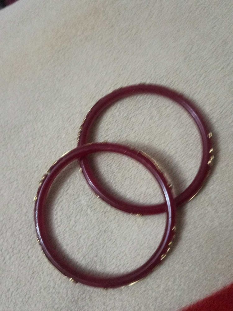 Elegant Maroon Bangles with Gold Accents
