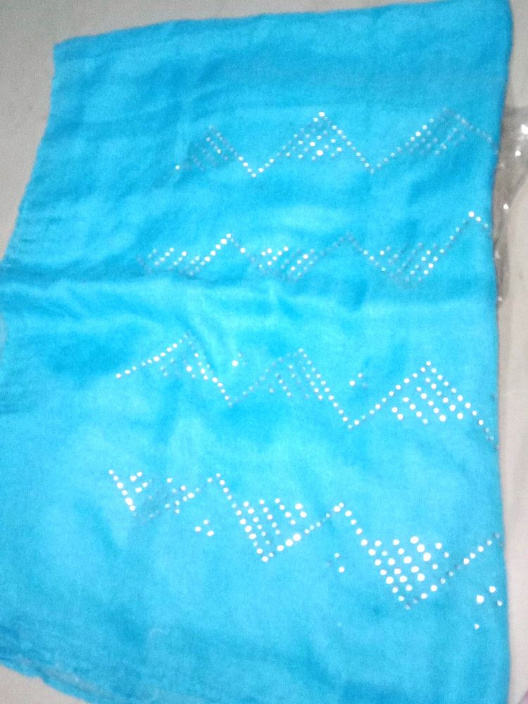 Cotton Sky 💙 Blue Colour With Stone Stole