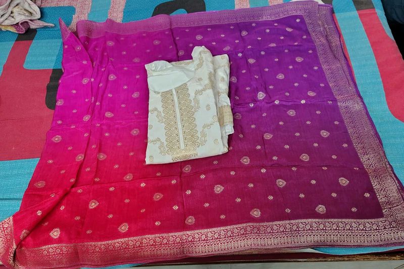 pure dola silk banarasi top n 2 duppatas