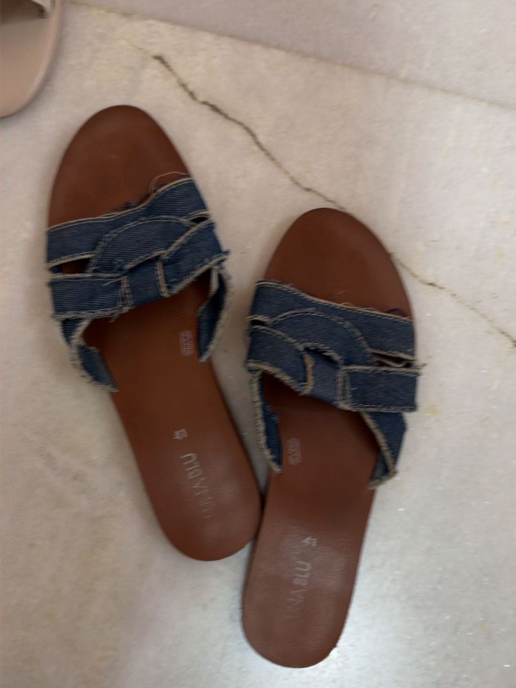 Denim Slides Sandals