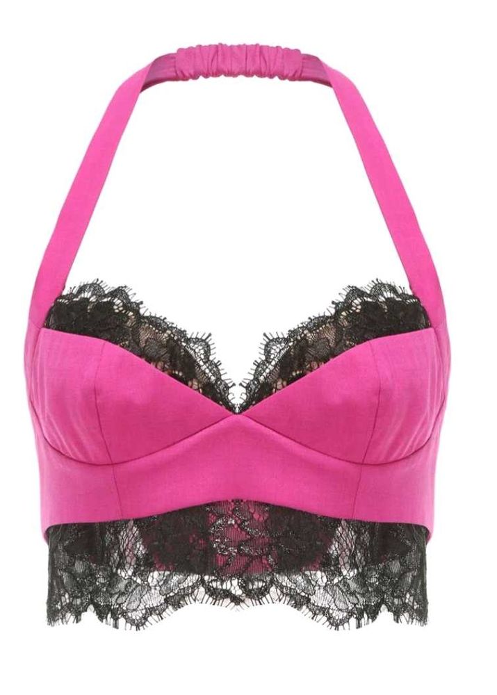 Hot Pink Lace Halter Bra Top