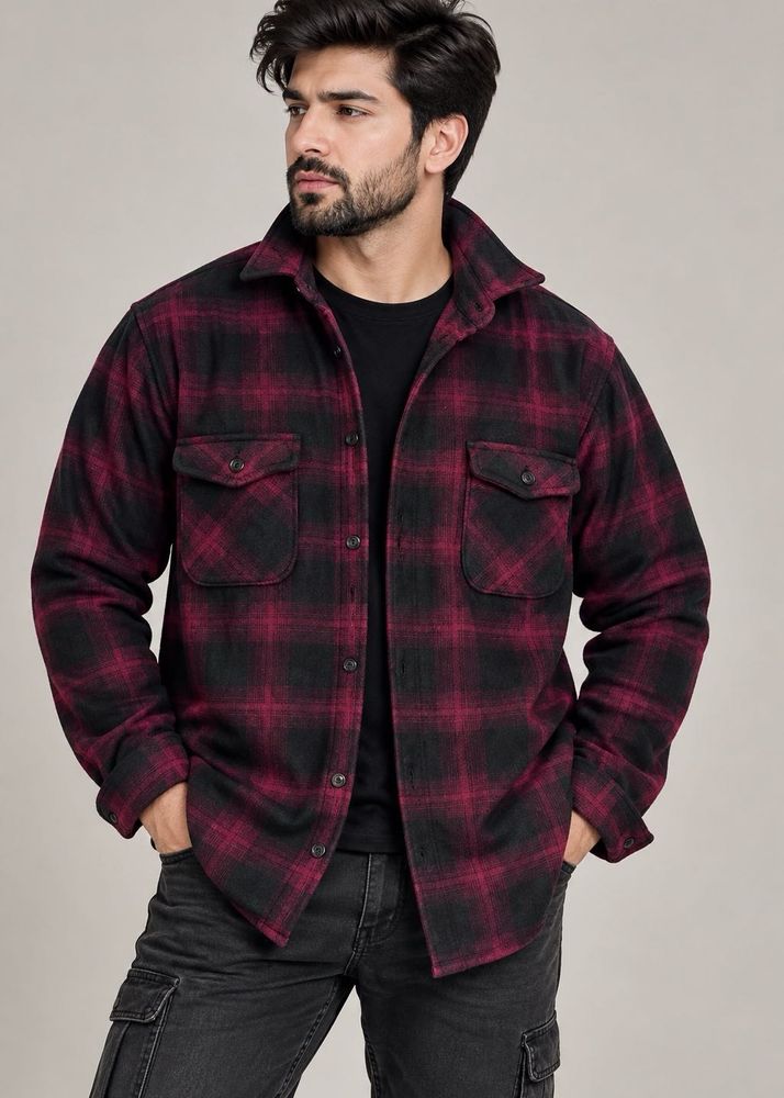 Cozy Plaid Fleece Sherpa  Lined Jacket shirt