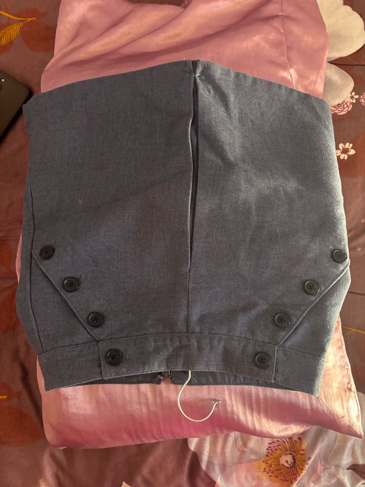 high waist  Grey Buttoned Skirt