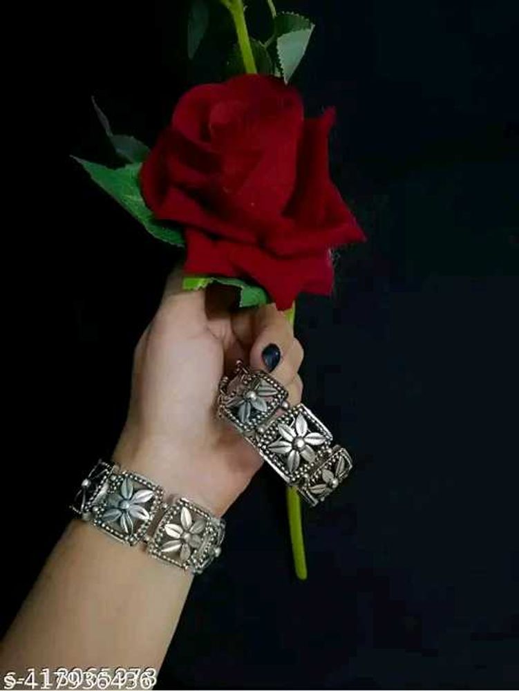 Ethnic Silver Toned Bracelets