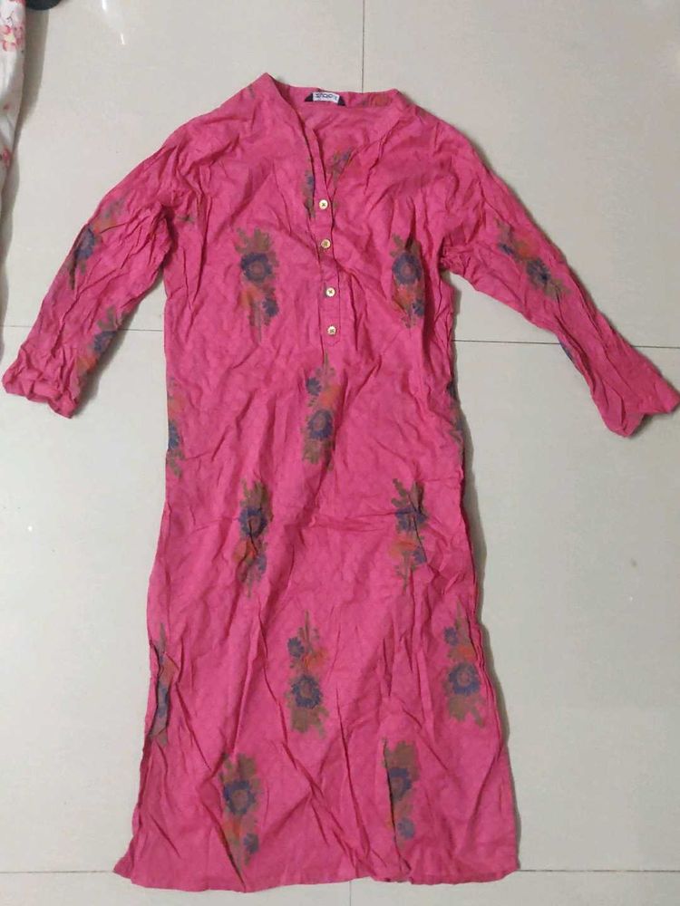 Pink Floral Print Tunic Dress