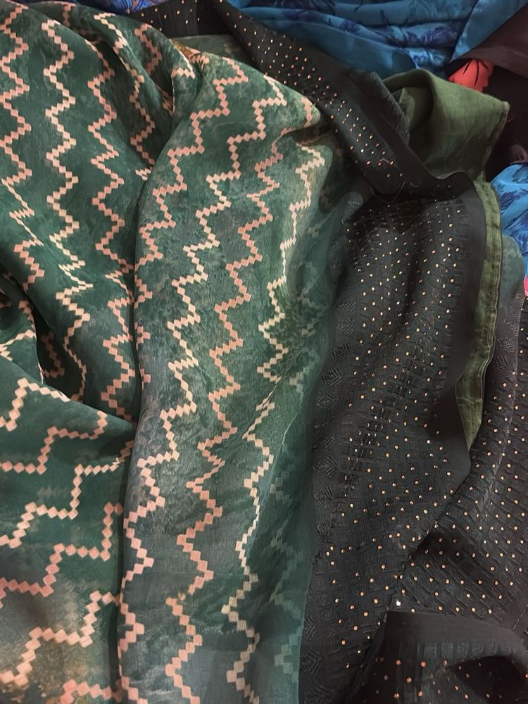 Beautiful Green Saree with Embellishments