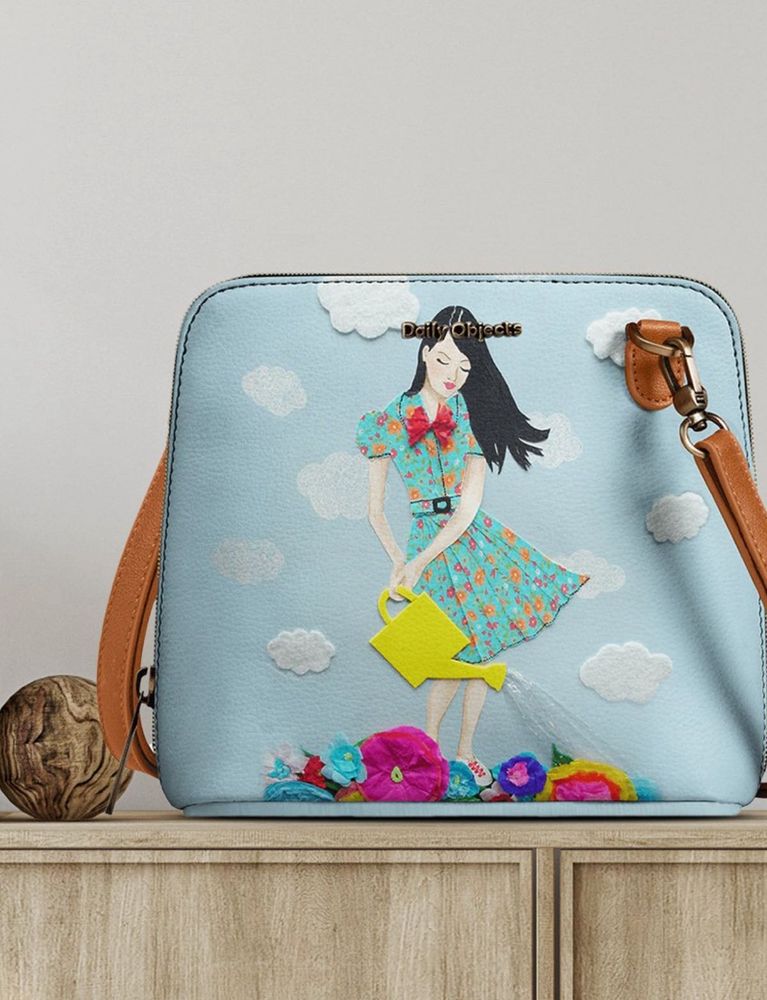 Sky Blue Illustrated Crossbody by DailyObjects