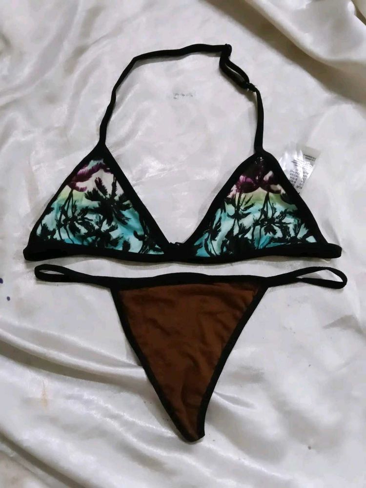 Tropical Palm Print Bikini Set