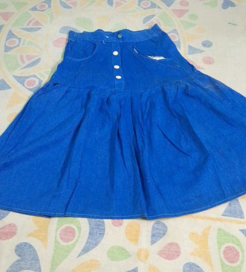 Blue Denim A-Line Skirt