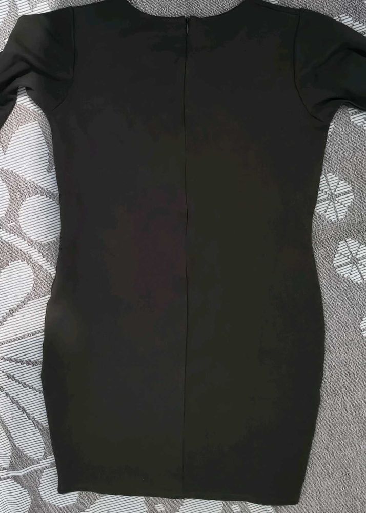 Classic dark olive green bodycon Long-Sleeve Dress