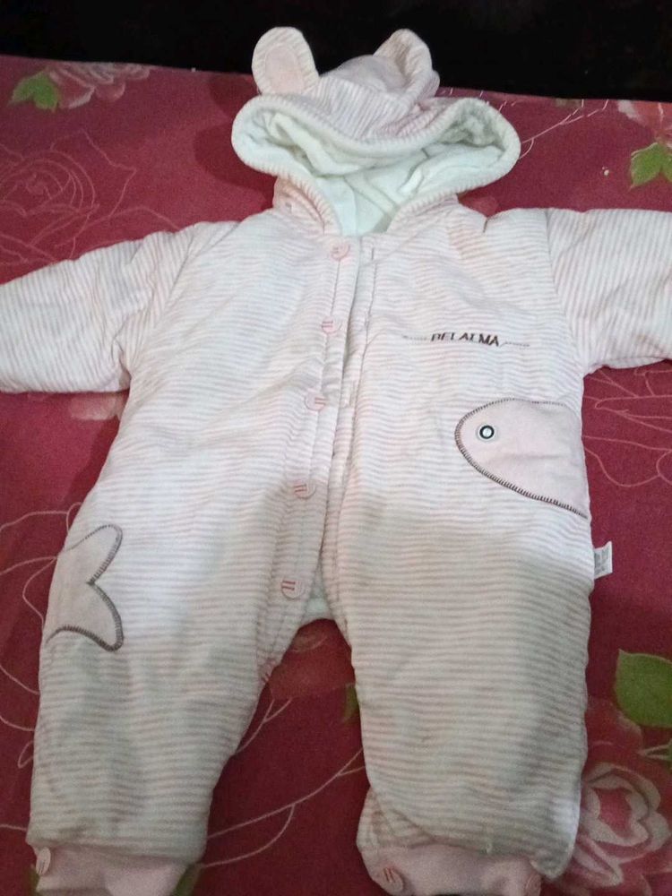 Baby Girl's Pink Striped Snowsuit