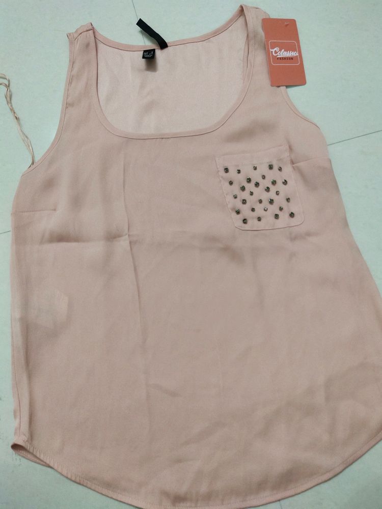 Peach Shiny Tank Top - 32