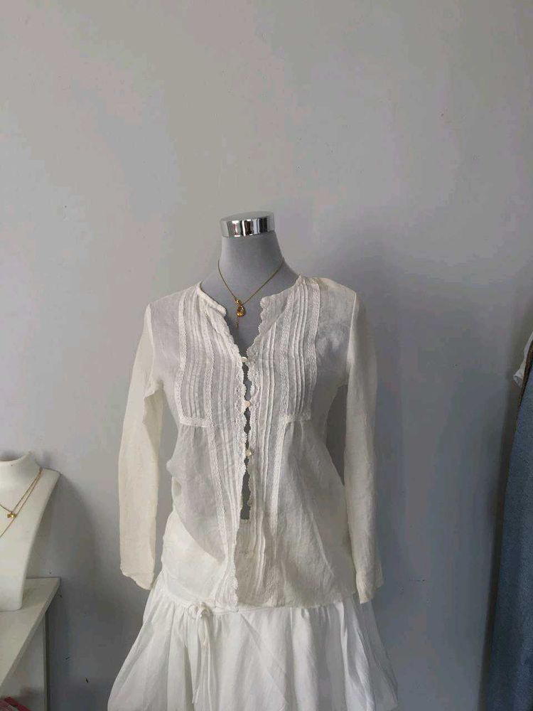 Aesthetic White Cotton Top