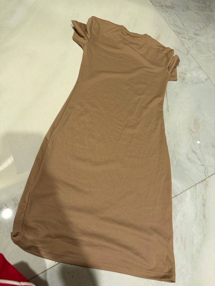Casual Tan T-Shirt Dress