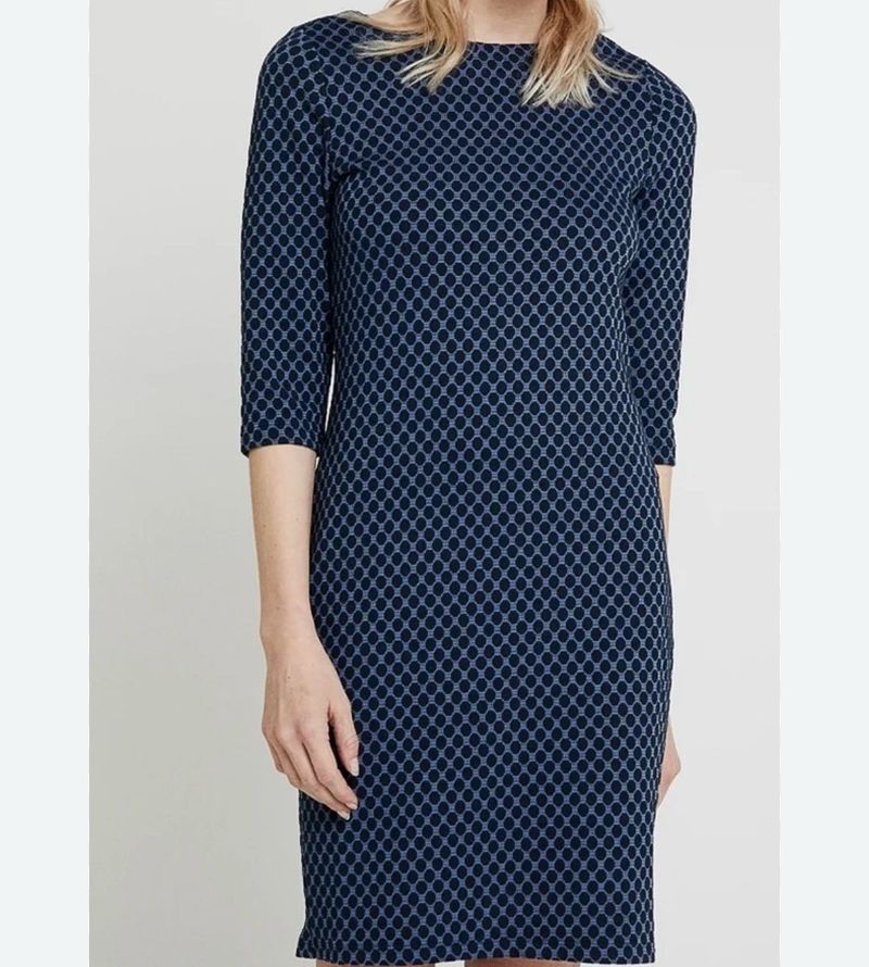 Classic Navy Patterned Dress