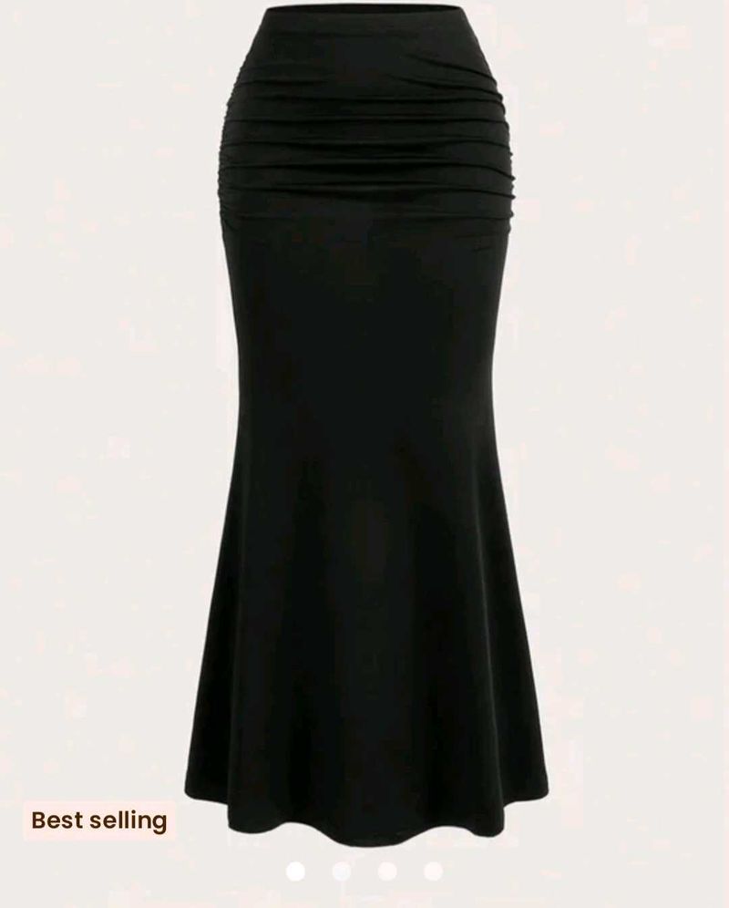 Savana Black Gathered Mermaid Skirt | Size S