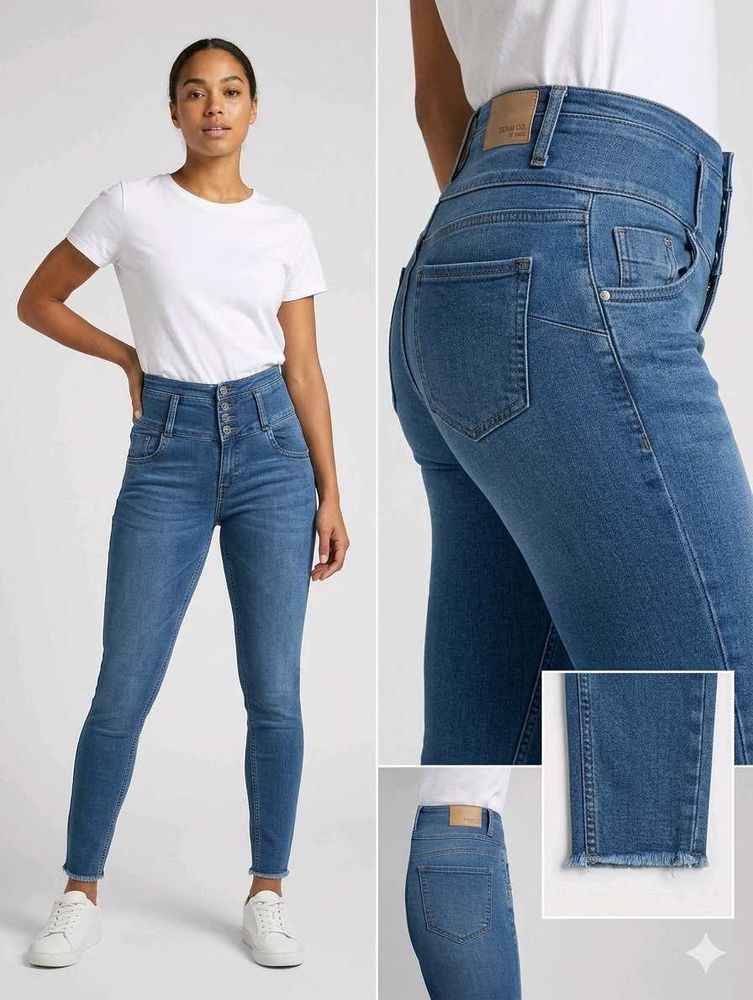 High Waisted Button Up Jeans