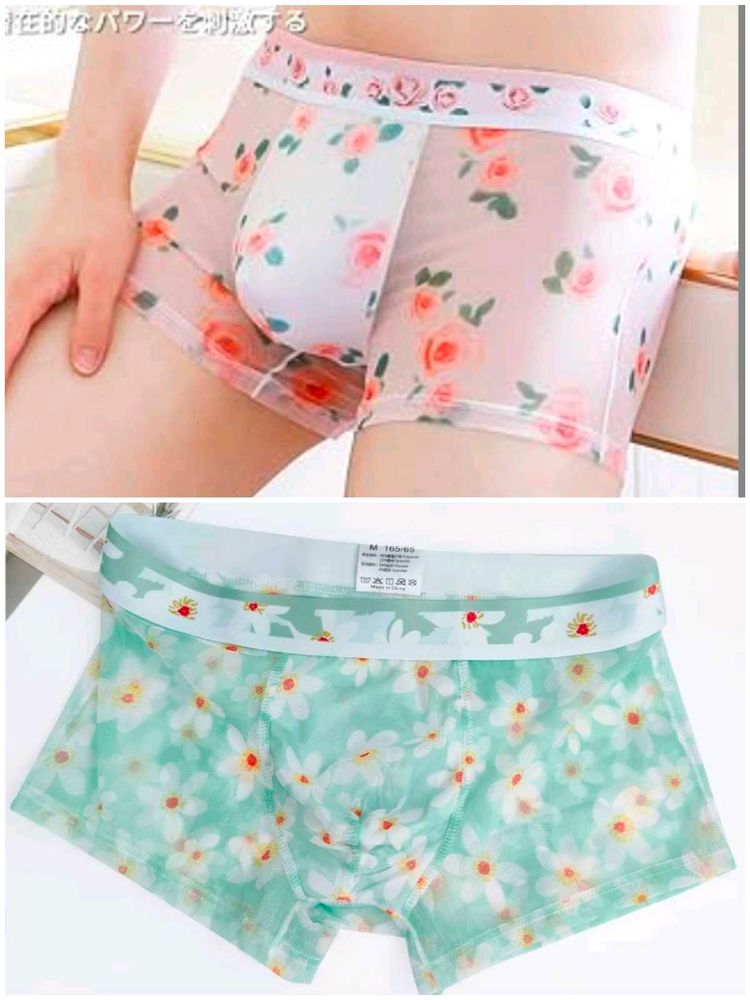 Men's Floral Sheer Boxer Briefs set
