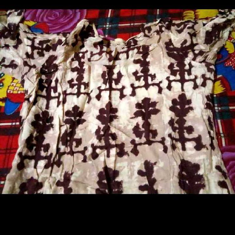 Cream &amp; Brown Printed kurta