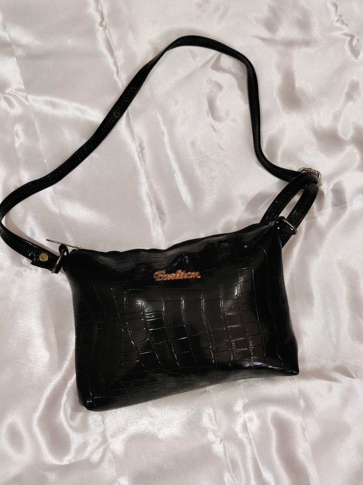 Stylish Black Croc Embossed sling Bag