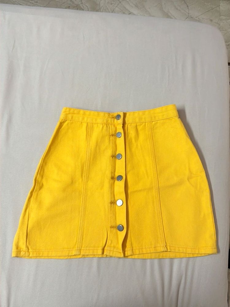 Yellow Button-Front Skirt
